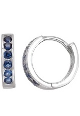 tiny silver huggie sapphire birthstone baby earrings